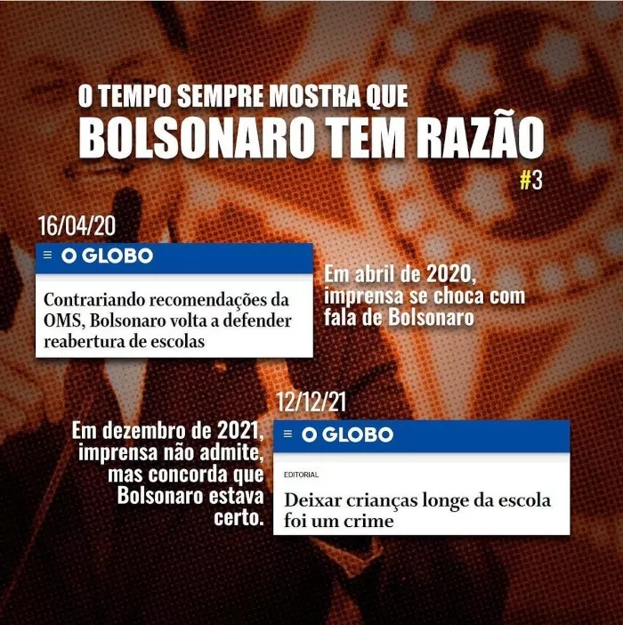 Imagem de chamada para Bolsonaro tinha razão: foi um crime fechar escolas