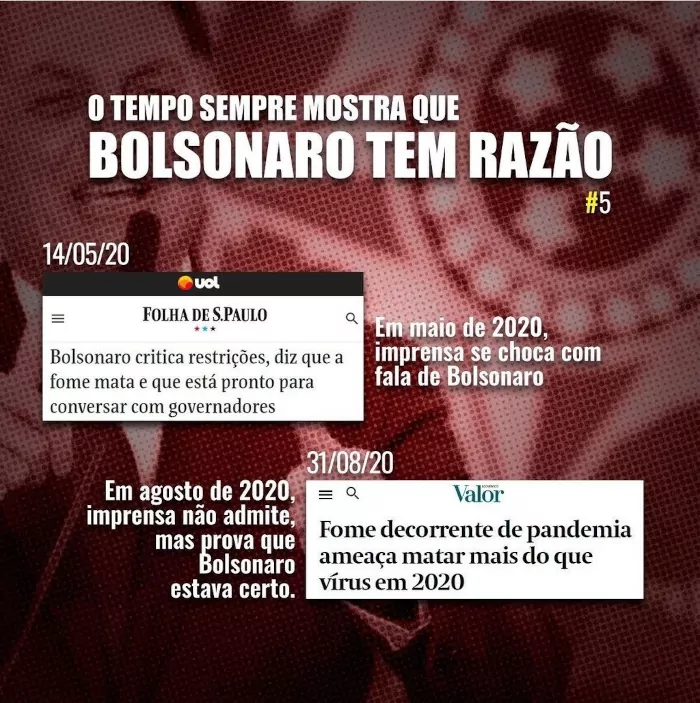 Imagem de chamada para Bolsonaro tinha razão: fome pode matar mais que o vírus