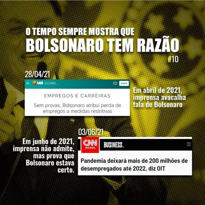 Lockdown causou desemprego em massa, assim como afirmou Bolsonaro