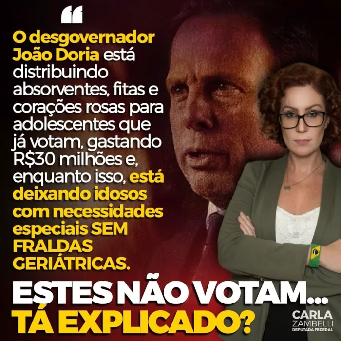 Imagem de chamada para Dória tenta comprar votos com absorventes e rosas