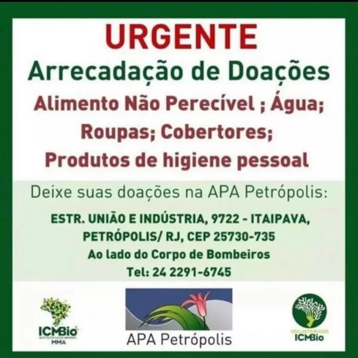 Locais de arrecadação para ajudar as vítimas de Petrópolis - RJ