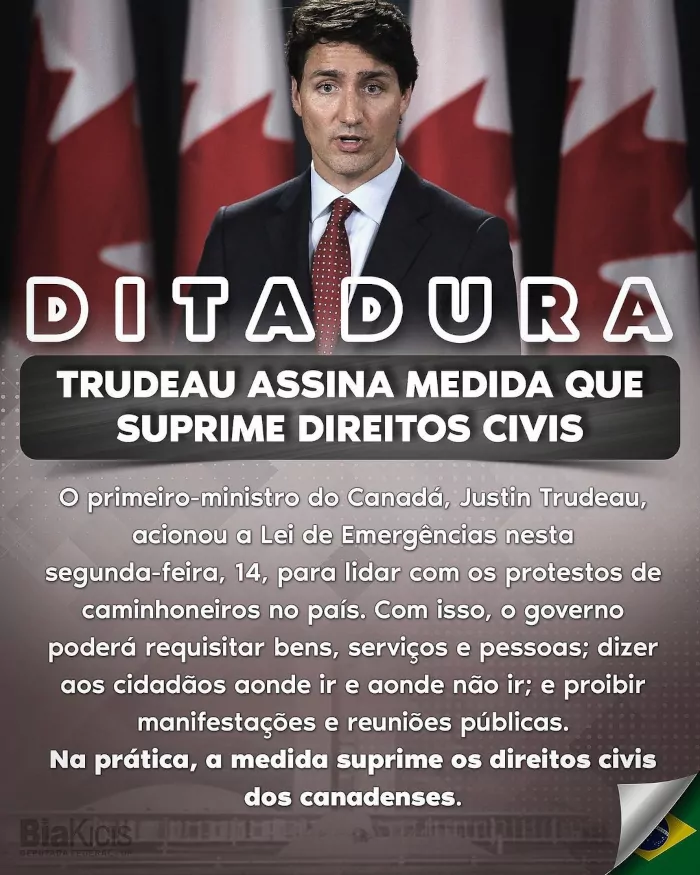 Trudeau baixa decreto contra direitos civis