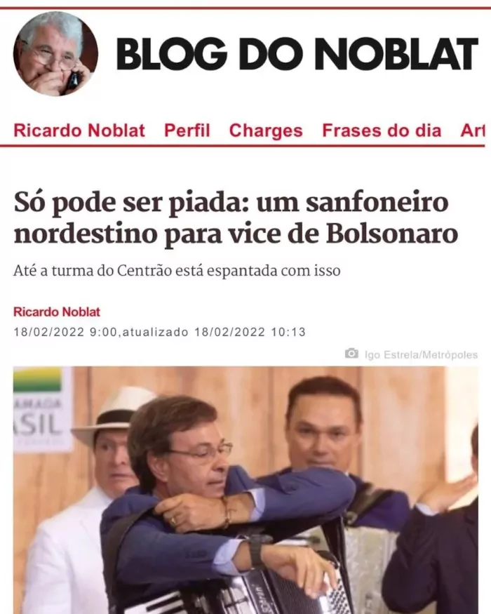 Imagem de chamada para Xenofobia na mídia: Ricardo Noblat zomba de nordestinos